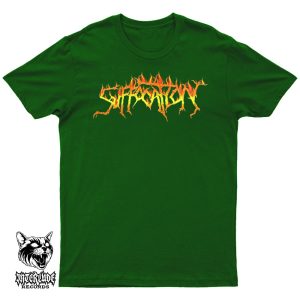T-SHIRT - SUFFOCATION - FIRE LOGO GREEN