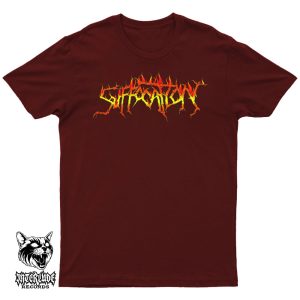 T-SHIRT - SUFFOCATION - FIRE LOGO MAROON